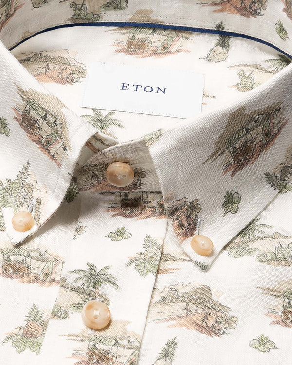 Motif Linen Shirt Hvid