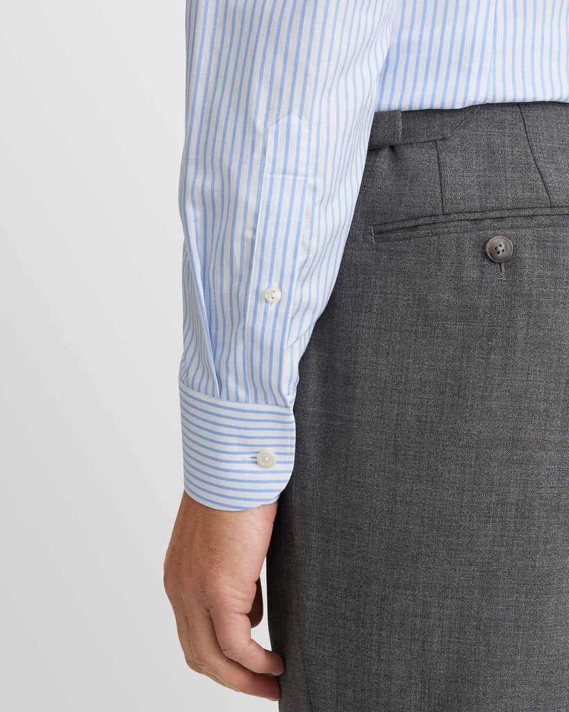 Striped Oxford Slim Hvid