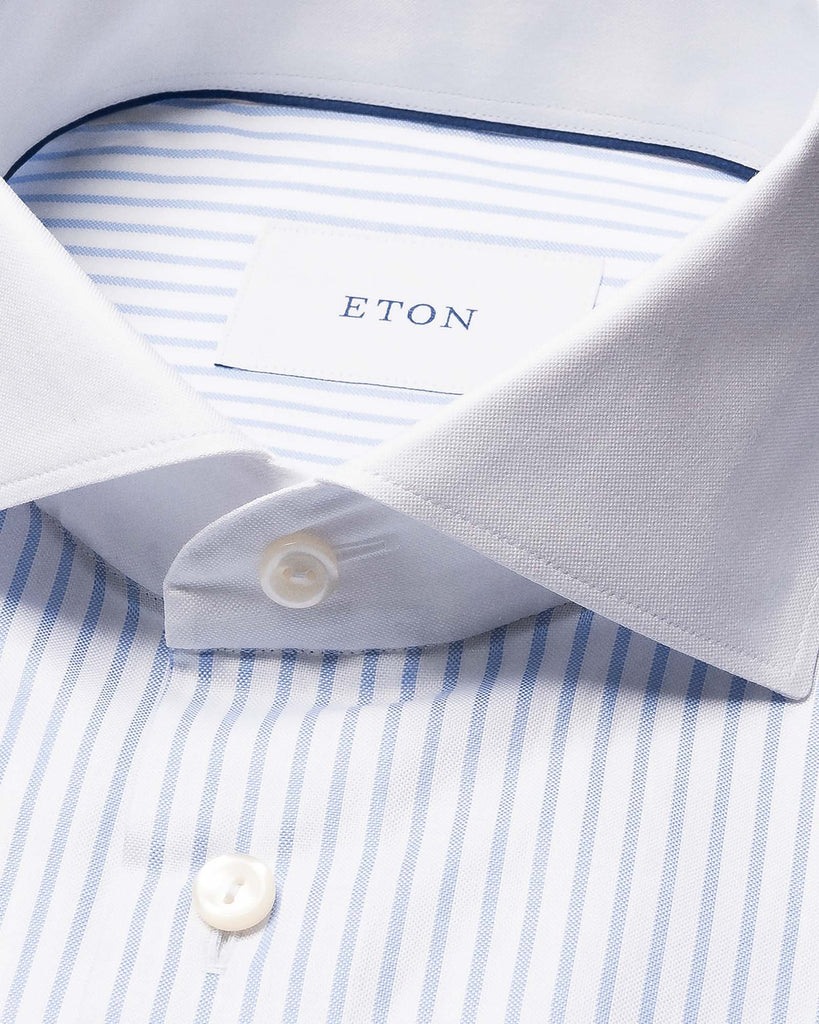 Striped Oxford Slim Hvid