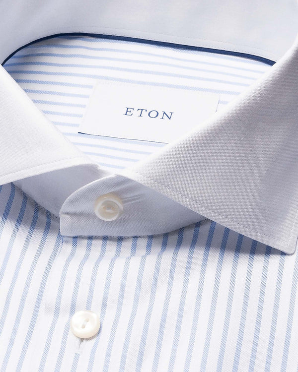 Striped Oxford Slim Hvid