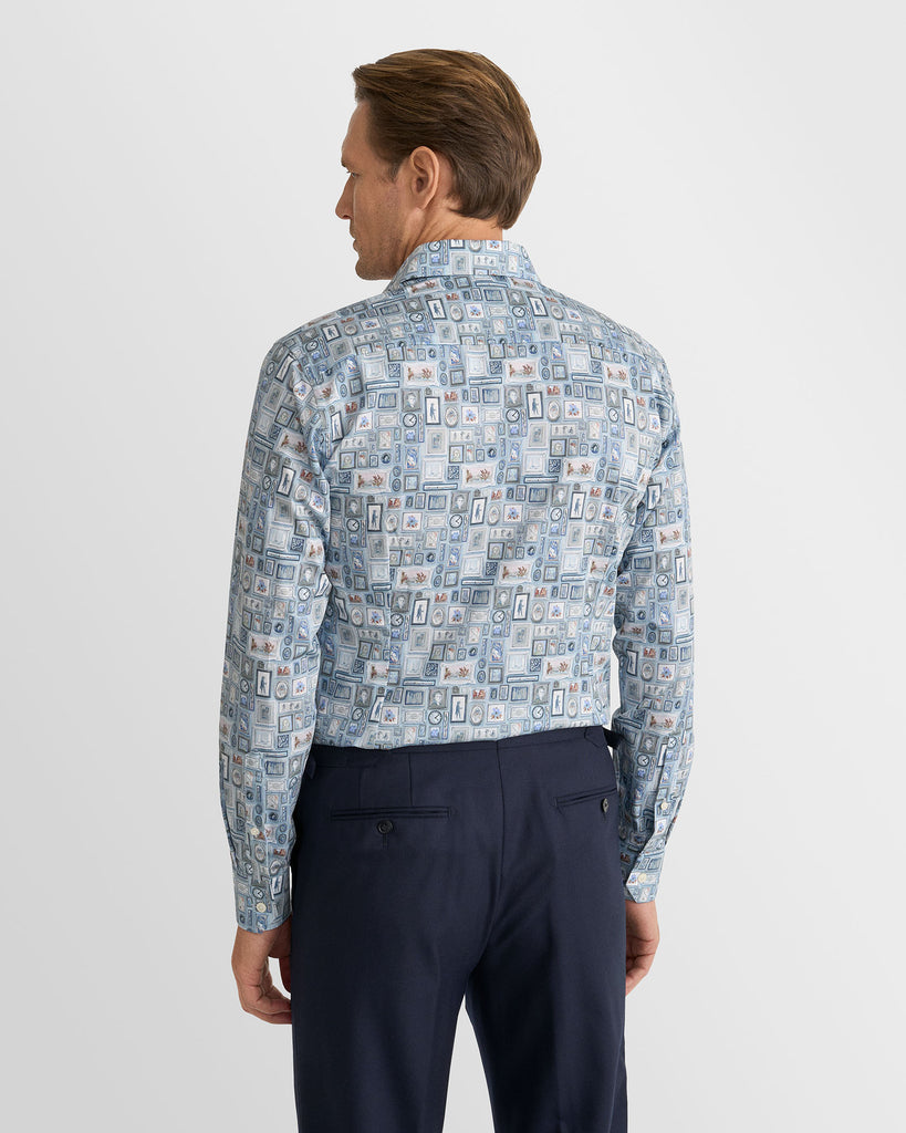 Slim Fit Motif Frame Shirt Lyseblå