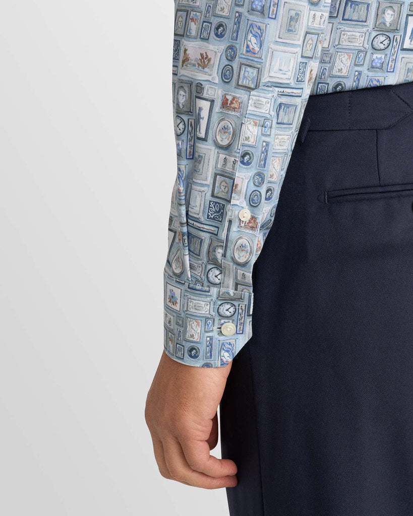 Contemporary Fit Motif Frame Shirt Lyseblå