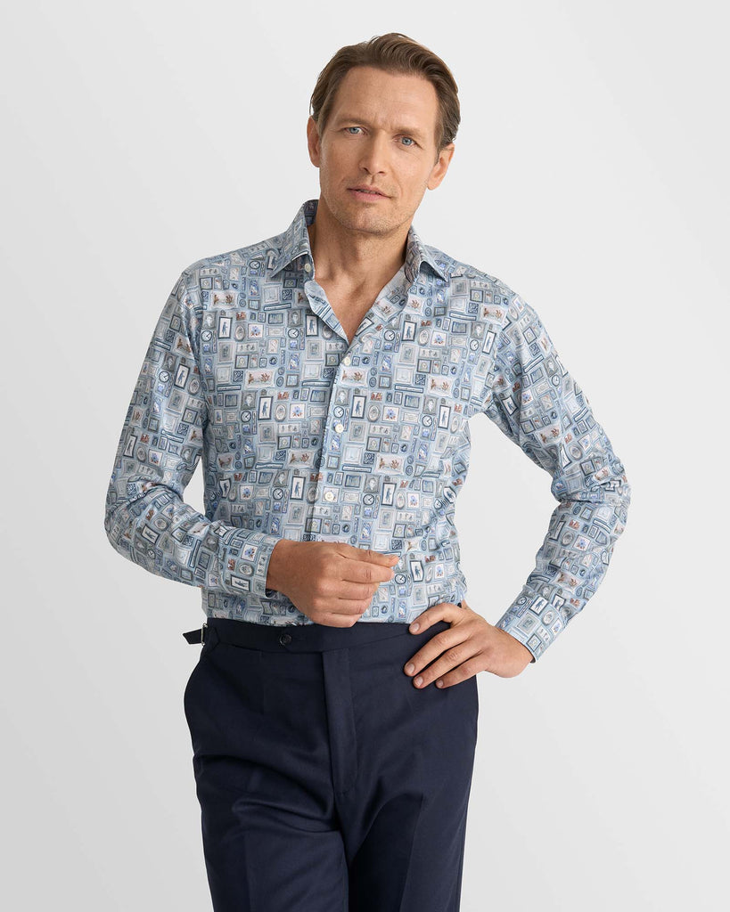 Contemporary Fit Motif Frame Shirt Lyseblå