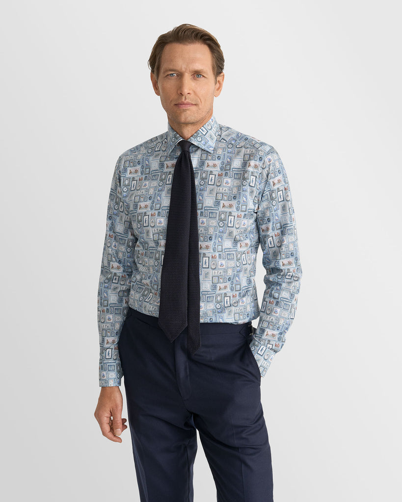 Contemporary Fit Motif Frame Shirt Lyseblå
