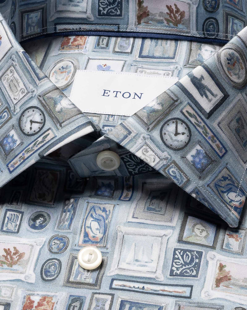 Contemporary Fit Motif Frame Shirt Lyseblå