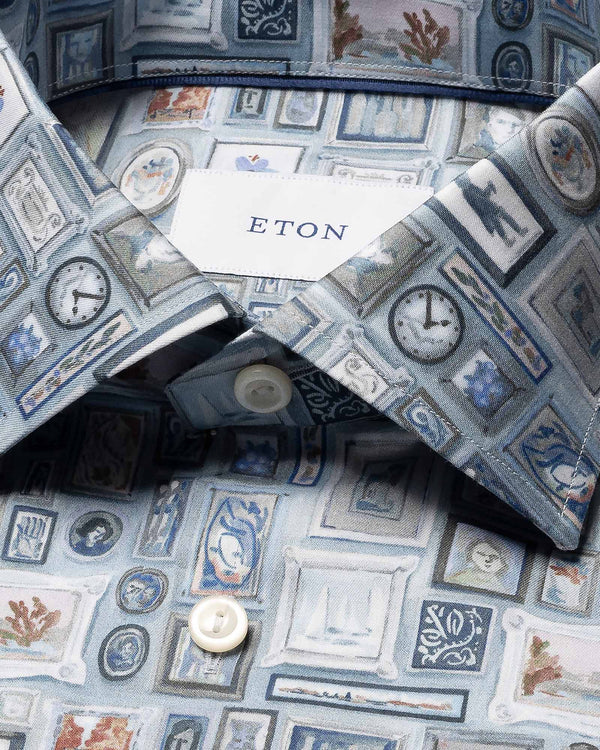 Contemporary Fit Motif Frame Shirt Lyseblå