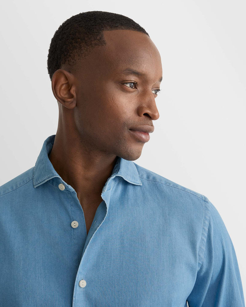 Denim Washed Stretch Shirt Blå