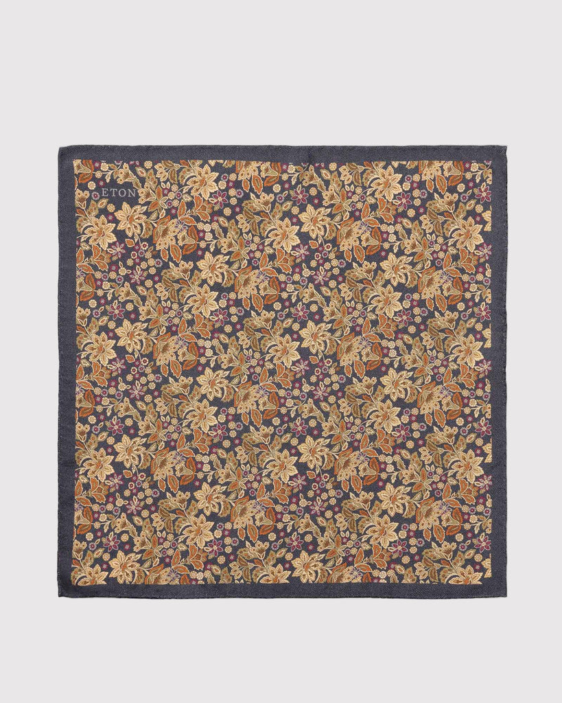 Floral Silk Pocket Square Blå