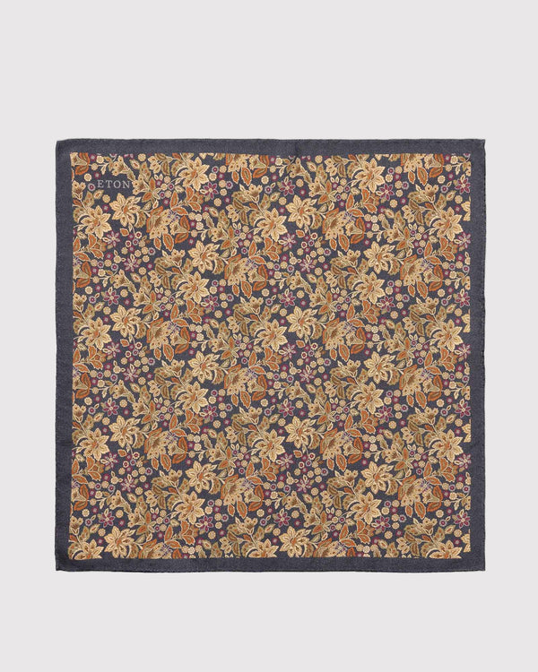Floral Silk Pocket Square Blå