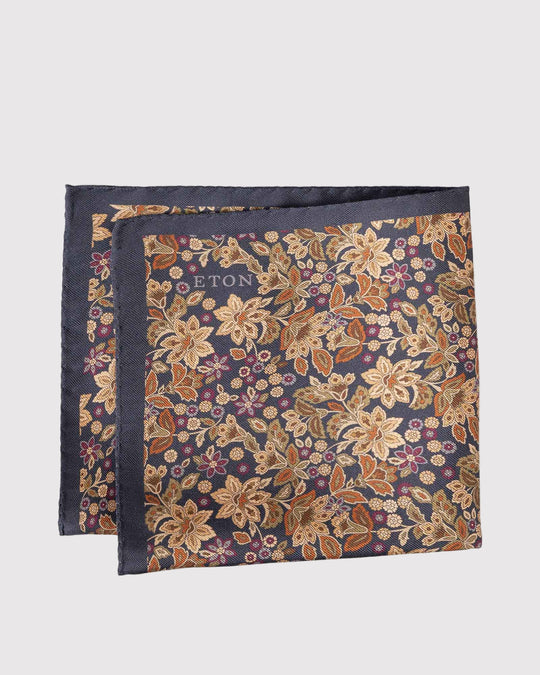 Floral Silk Pocket Square Blå