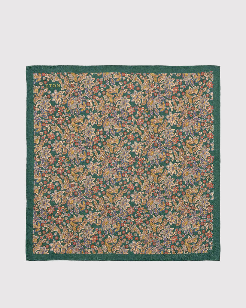 Floral Silk Pocket Square Grøn