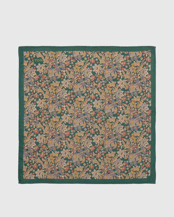 Floral Silk Pocket Square Grøn
