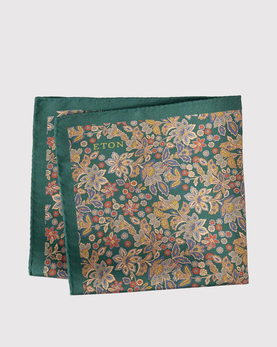 Floral Silk Pocket Square Grøn