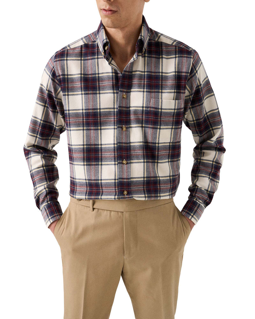 Flannel Check Skjorte Creme