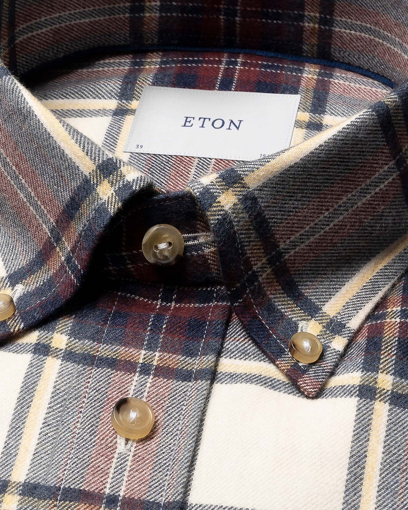 Flannel Check Skjorte Creme