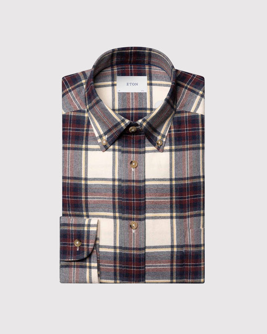 Flannel Check Skjorte Creme