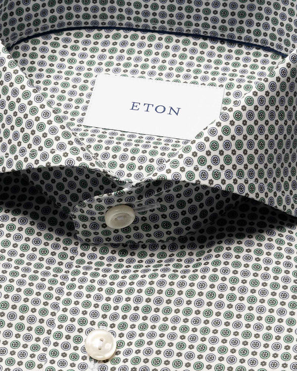 Slim Fit Micro Medallion Skjorte Hvid