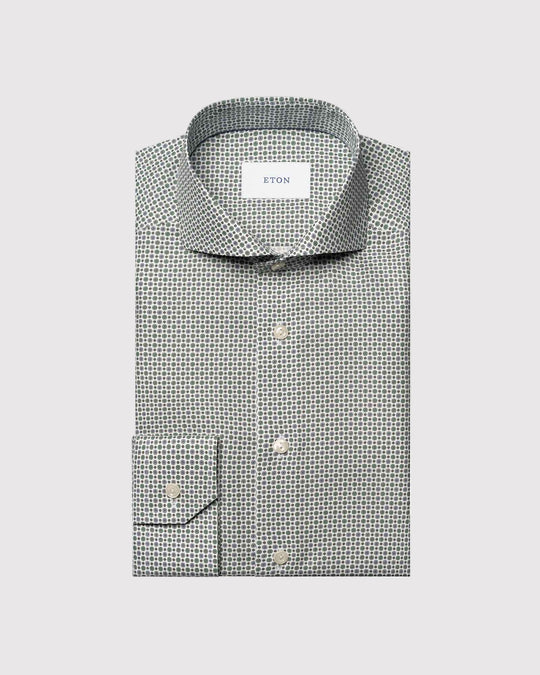 Slim Fit Micro Medallion Skjorte Hvid