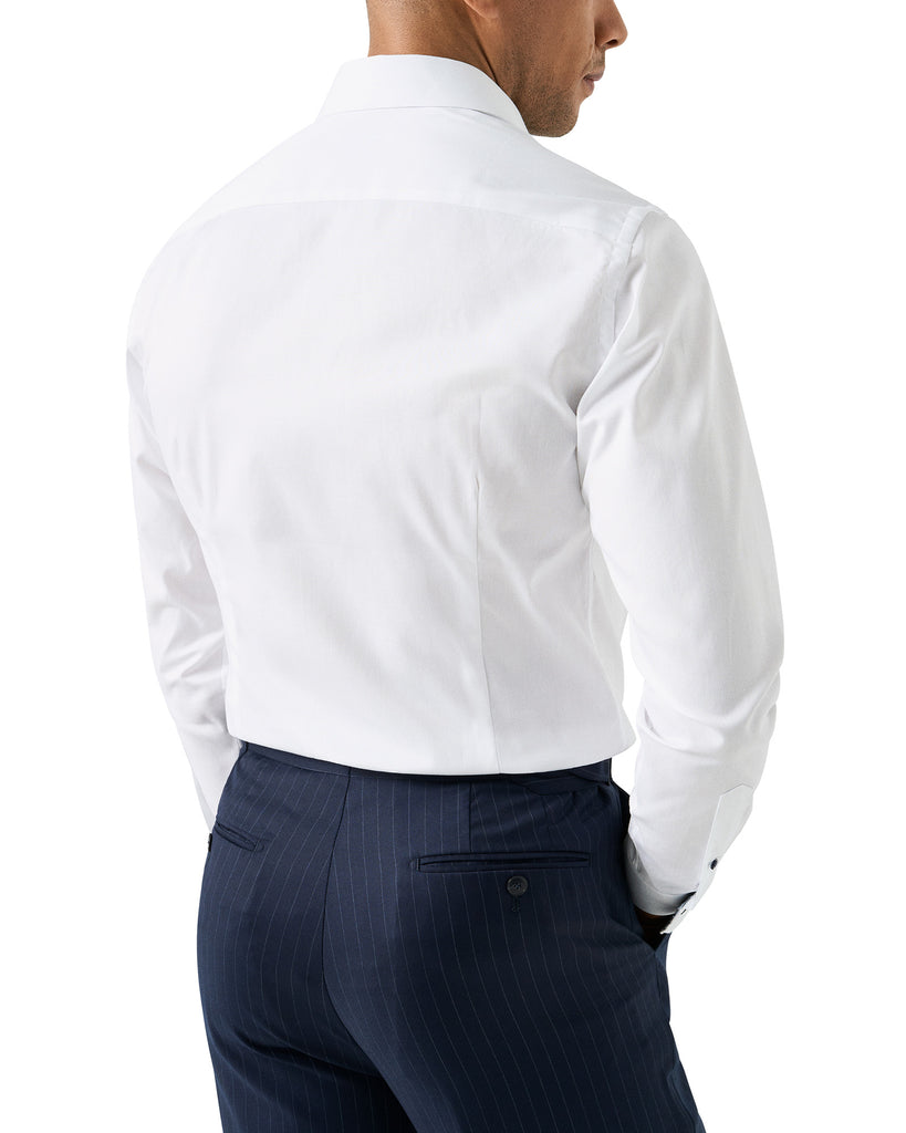 Slim Fit Floral Kontrast Skjorte Hvid