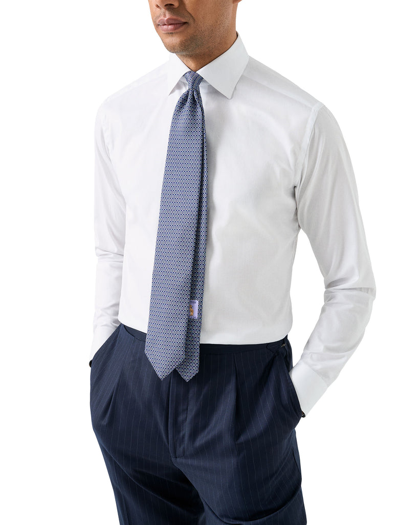 Slim Fit Floral Kontrast Skjorte Hvid