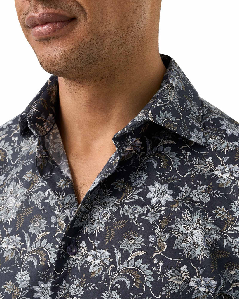 Contemporary Fit Floral Skjorte Blå