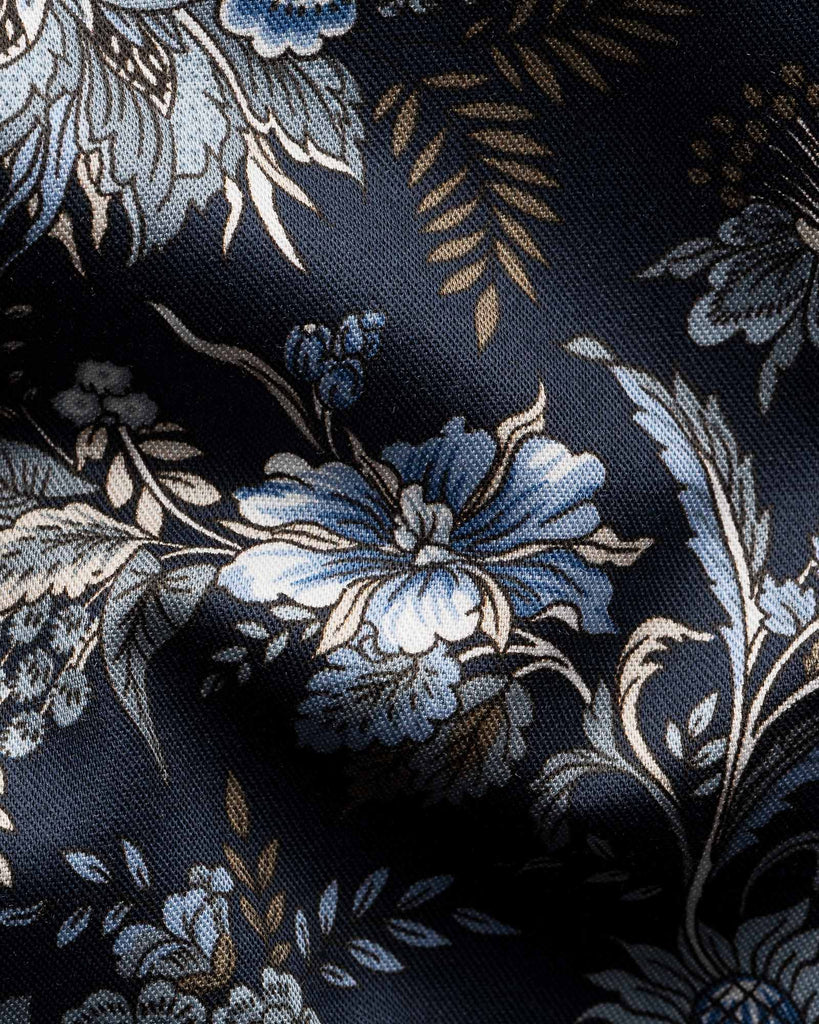 Slim Fit Floral Skjorte Blå