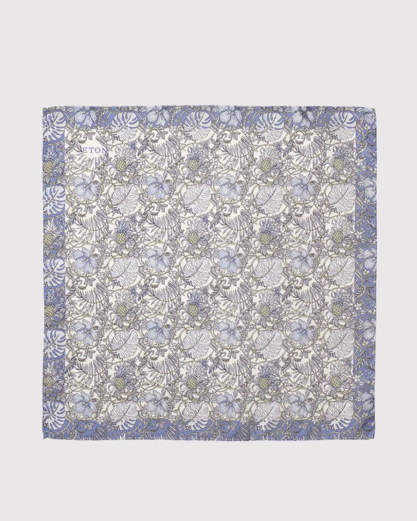 Floral Print Pocketsquare Blå