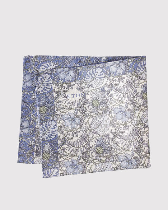 Floral Print Pocketsquare Blå