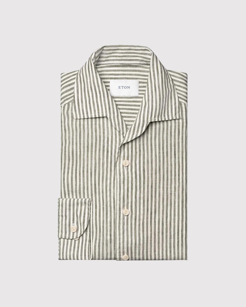 Striped Linen Shirt Grøn