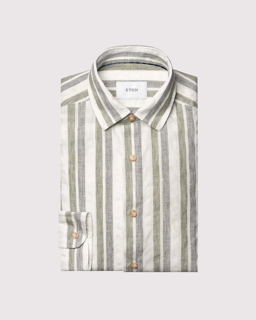 Multi Striped Linen Shirt Grøn