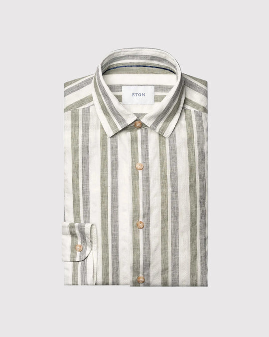 Multi Striped Linen Shirt Grøn