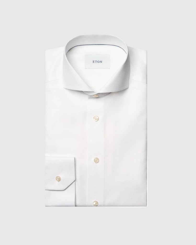 Slim Fit Semi Solid Skjorte Hvid