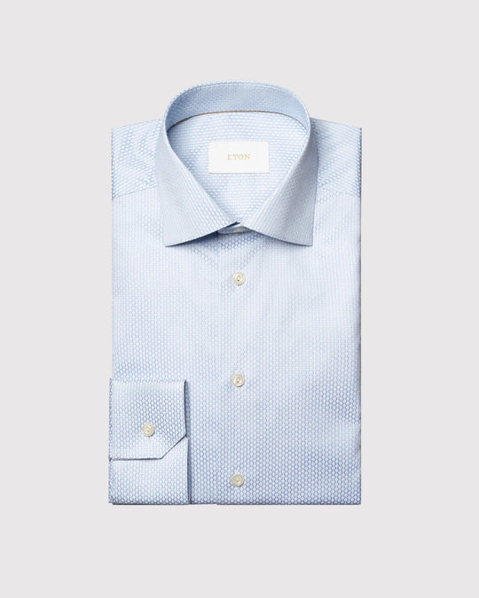 Slim Fit Brocade Supima 120 Shirt Blå