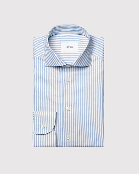 Slim Fit Striped Sig Oxford Blå