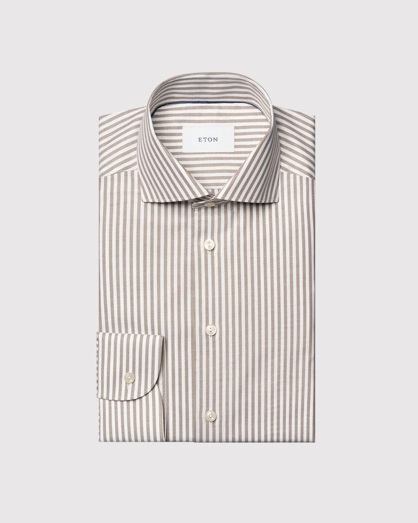 Striped Sig Oxford Slim Brun