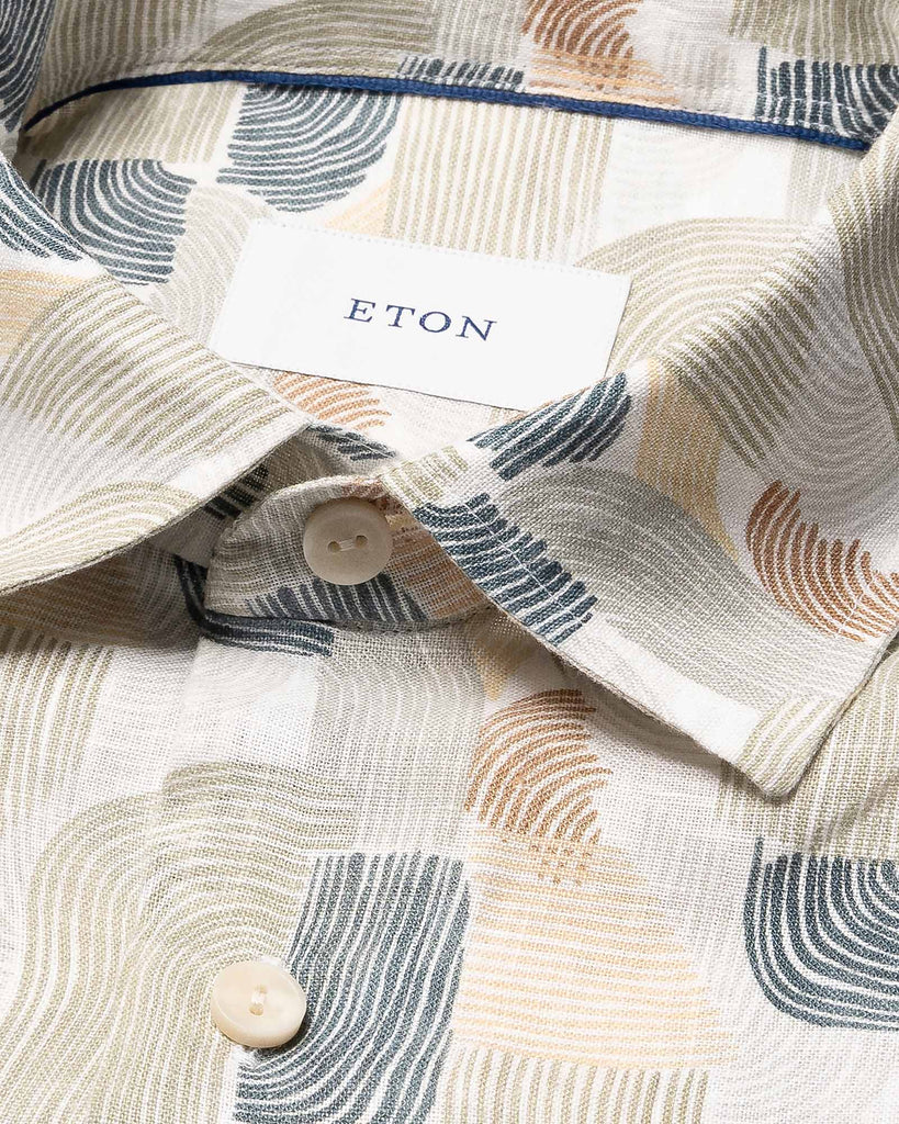 Geometric Linen Shirt Hvid