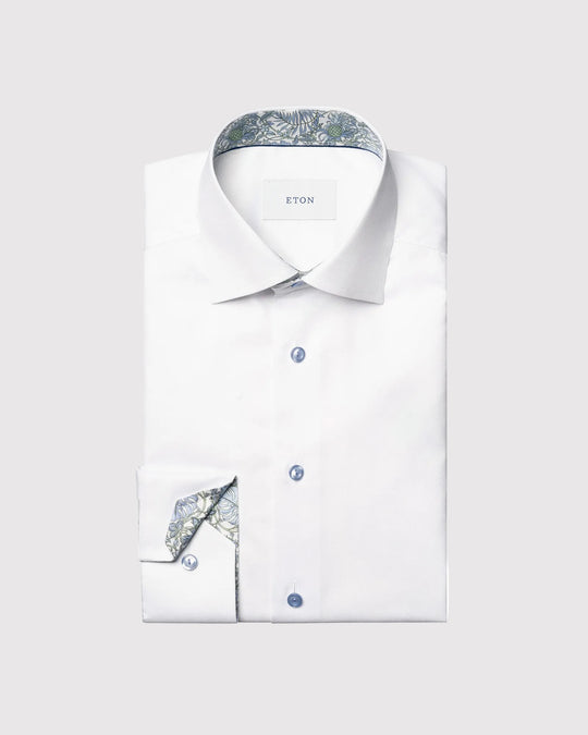 Contemporary Fit Floral Effect Hvid