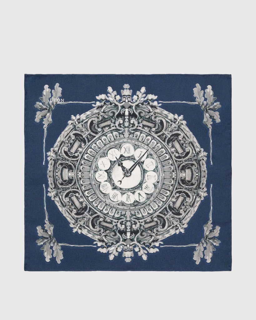Clock Pocket Square Blå