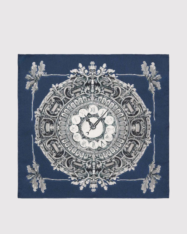 Clock Pocket Square Blå