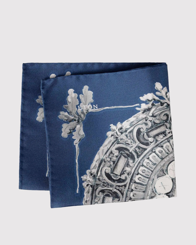Clock Pocket Square Blå