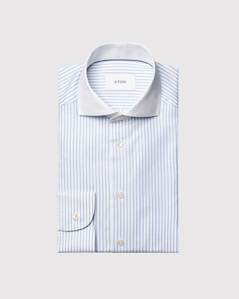 Striped Oxford Slim Hvid