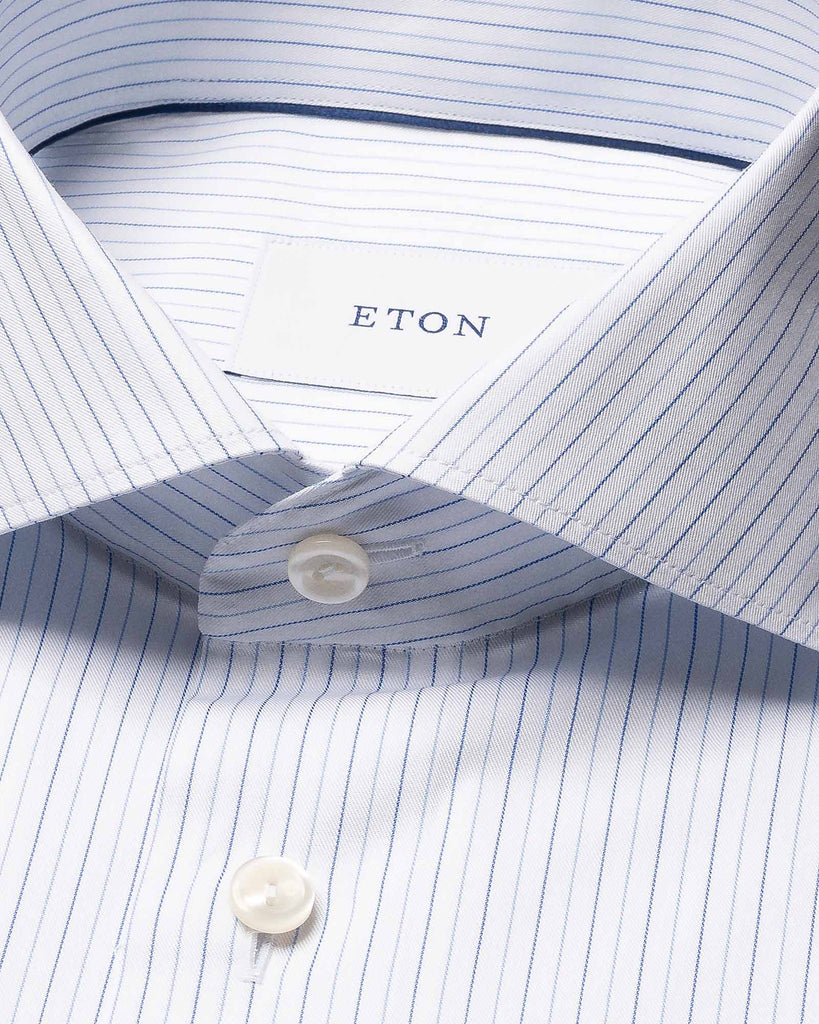 Slim Fit Striped Fine Twill Skjorte