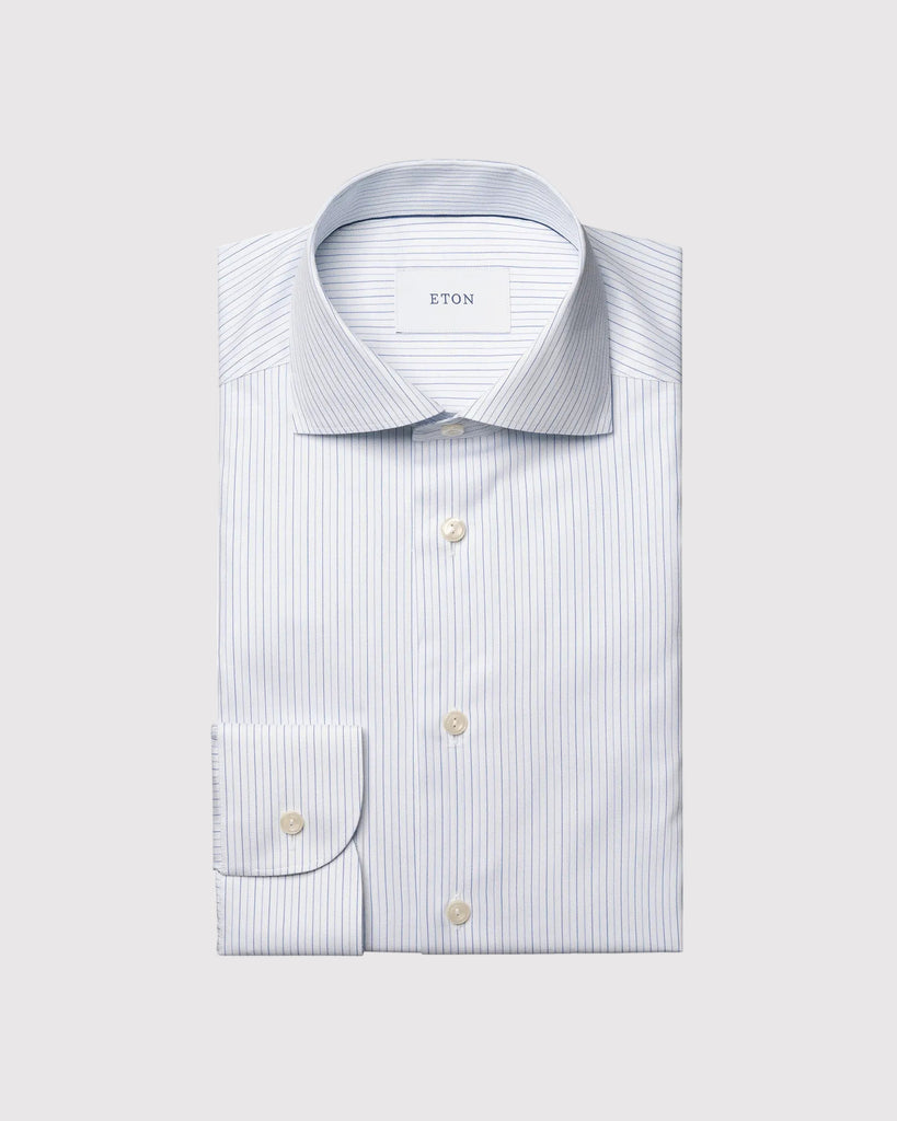 Slim Fit Striped Fine Twill Skjorte