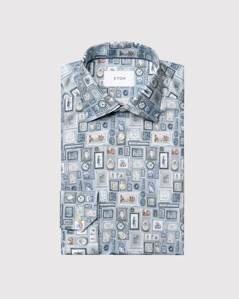 Contemporary Fit Motif Frame Shirt Lyseblå