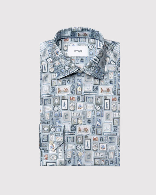 Contemporary Fit Motif Frame Shirt Lyseblå