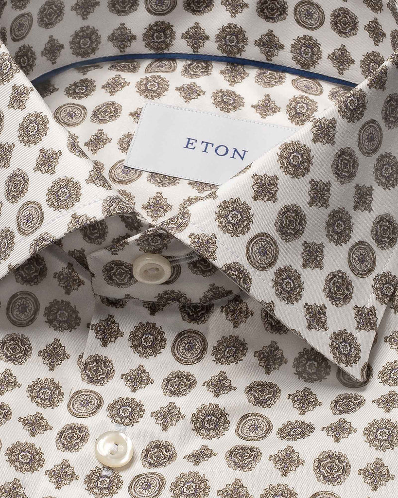 Contemporary Fit Geometric Skjorte Brun