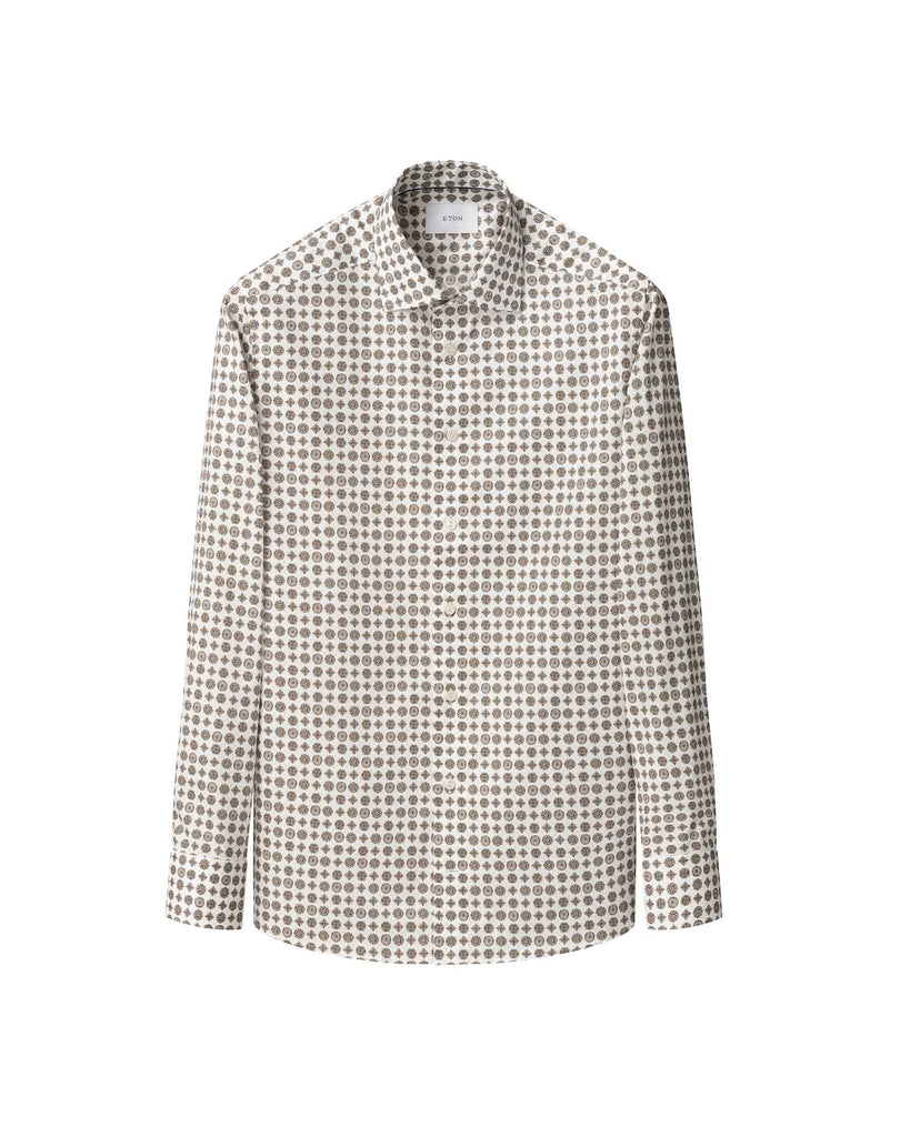 Contemporary Fit Geometric Skjorte Brun
