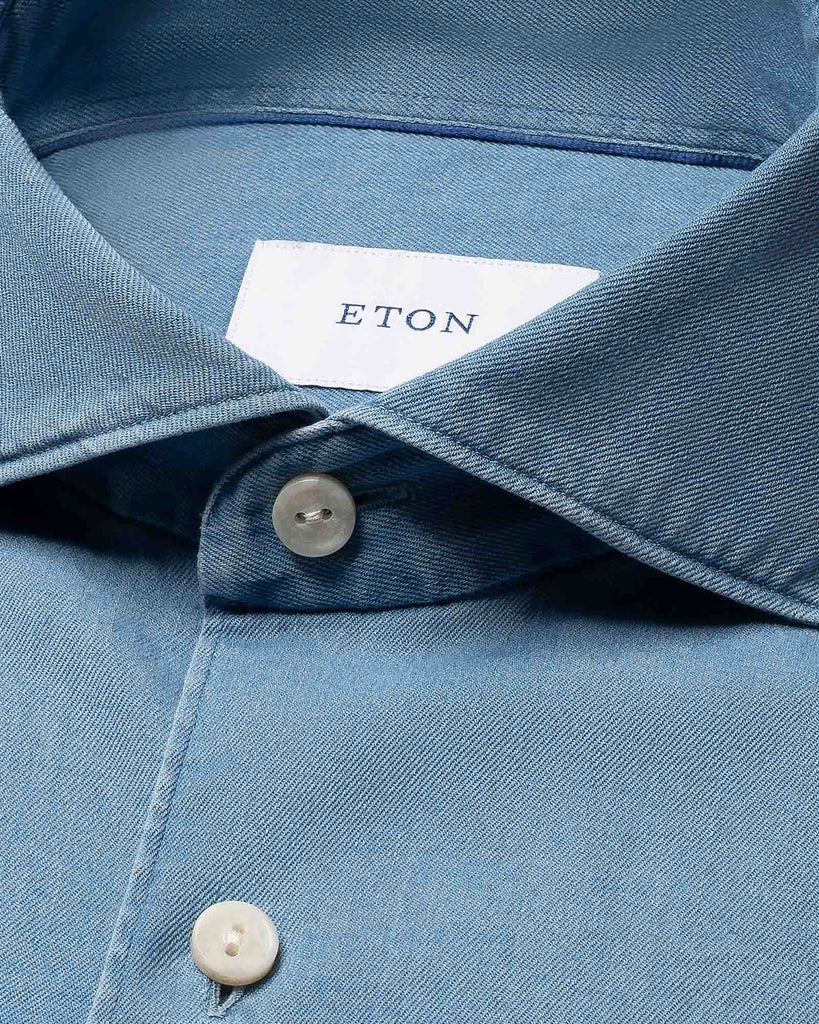 Denim Washed Stretch Shirt Blå