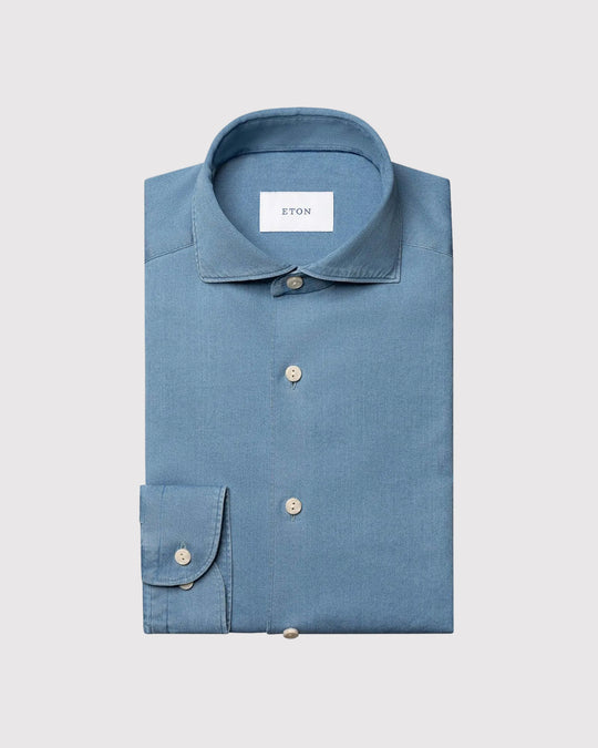 Denim Washed Stretch Shirt Blå