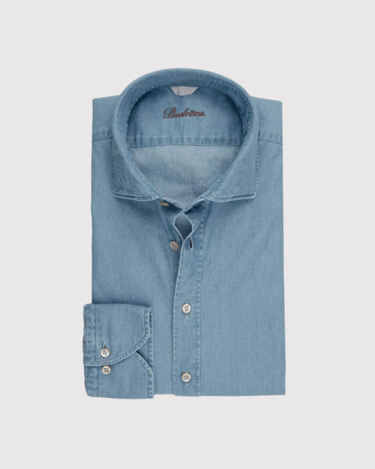 Slim Fit Denim Skjorte Lys Blå